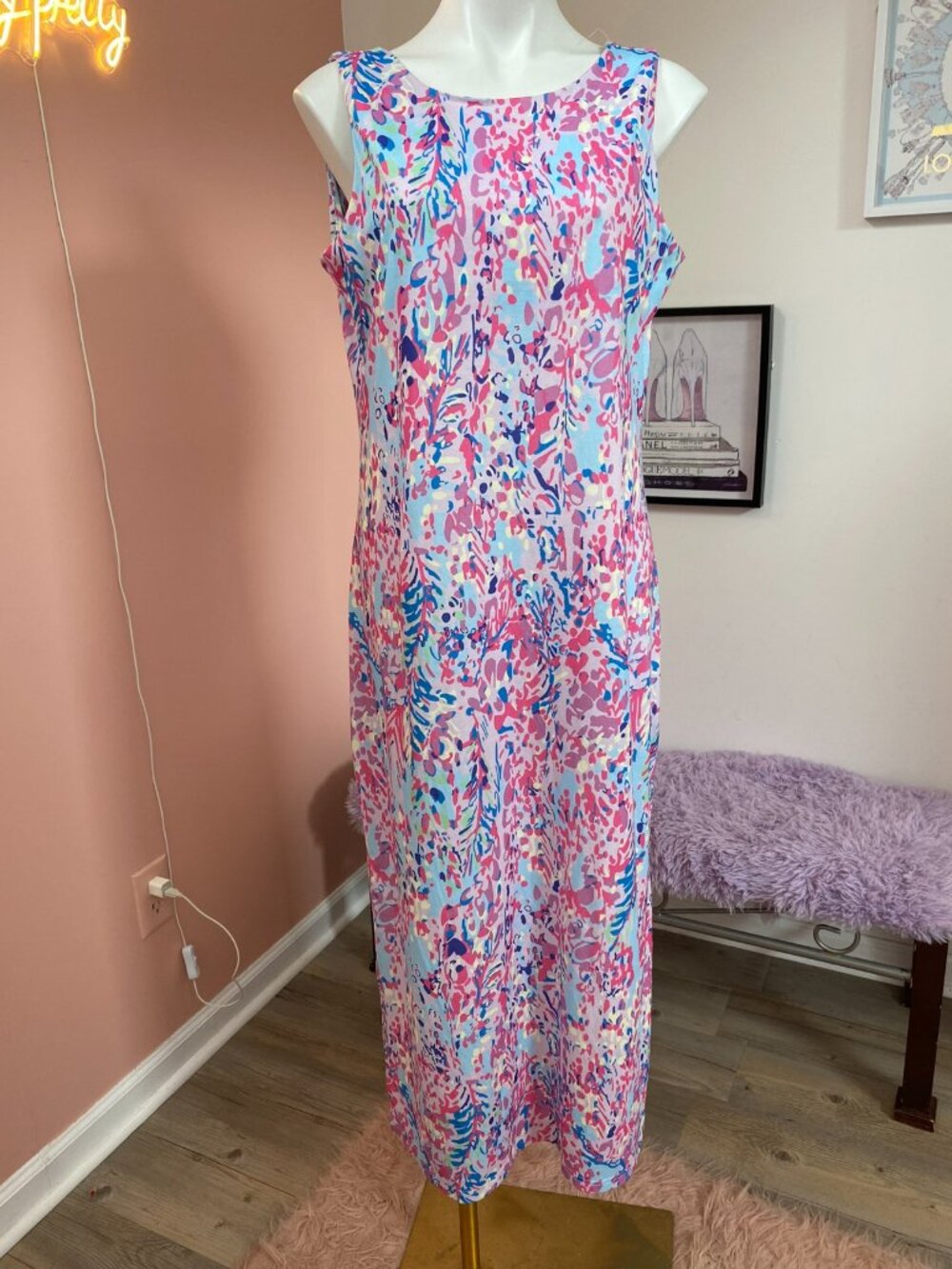 Bright Multi-Color Printed Dress - Size Large (Used)